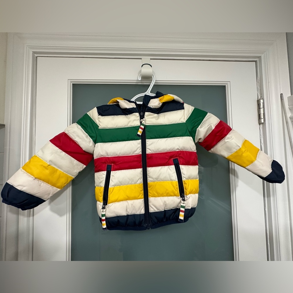 The Hudson’s Bay HBC Classic Stripes 4T light down puffer